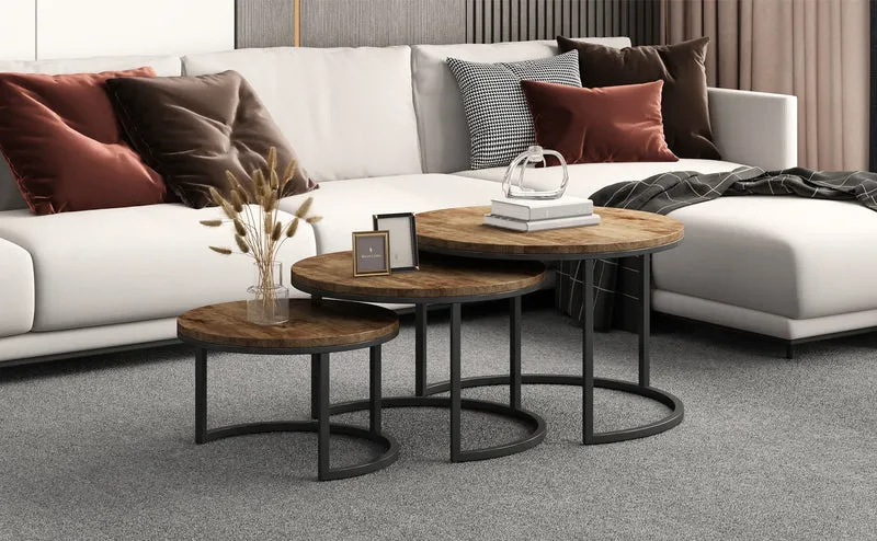 Set de 3 tables basses Arnod en bois de manguier