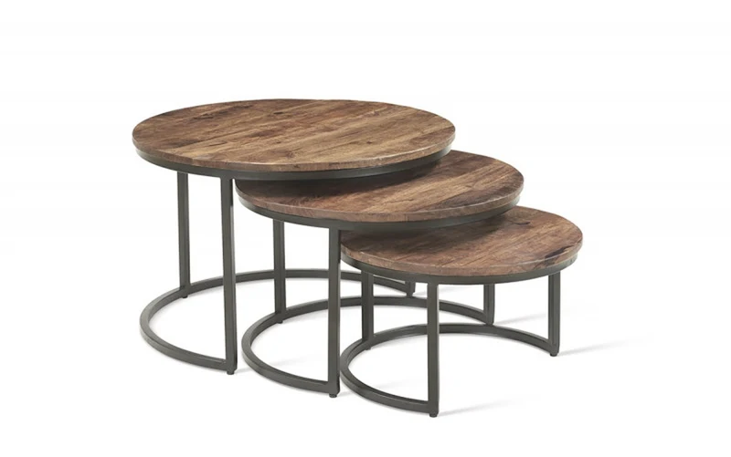 Set de 3 tables basses Arnod en bois de manguier