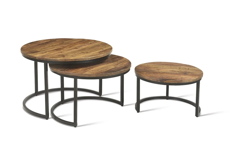 Set de 3 tables basses Arnod en bois de manguier