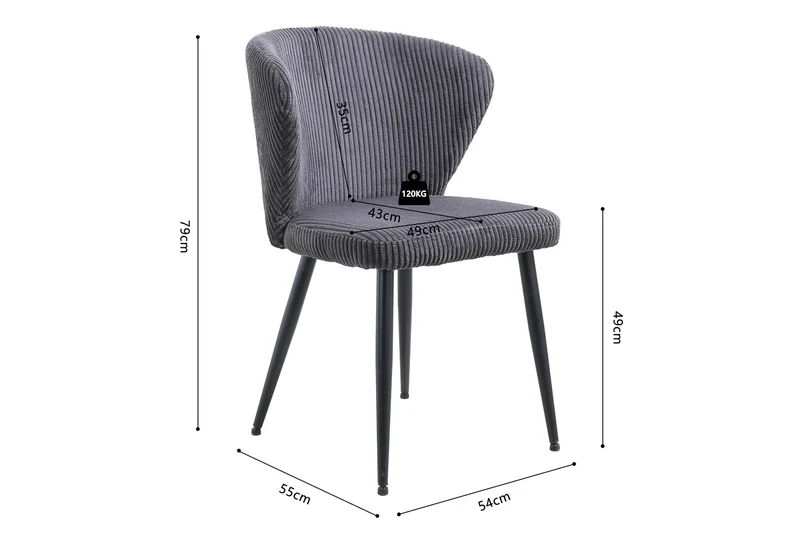 Chaise Tornado côtelé Gris