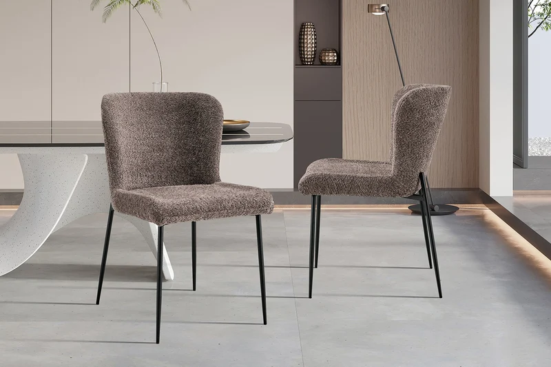 Lot de Chaises Lisa Bouclé Moka