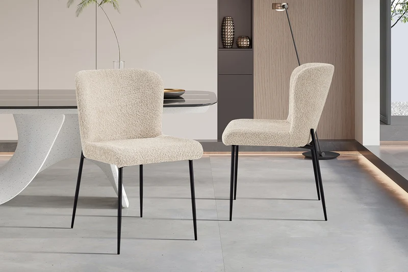 Lot de Chaises Lisa Bouclé Beige
