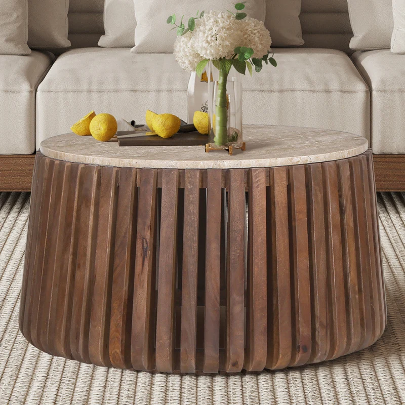 Table basse Luc travertin bois de manguier