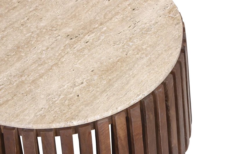 Table basse Luc travertin bois de manguier