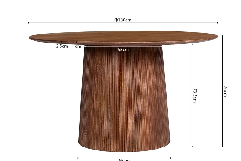 Table à manger en bois de manguier – Collection Vallsta Ronde – 130 x 130 cm