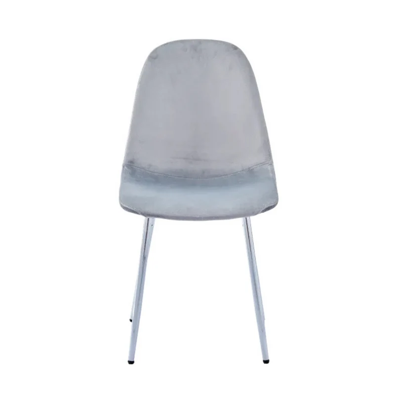 Chaise Maya - Structure Argent Velours Alvéolé Style Scandinave