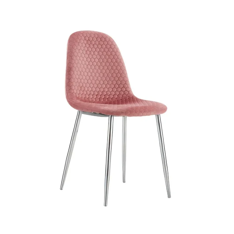 Chaise Maya - Structure Argent Velours Alvéolé Style Scandinave