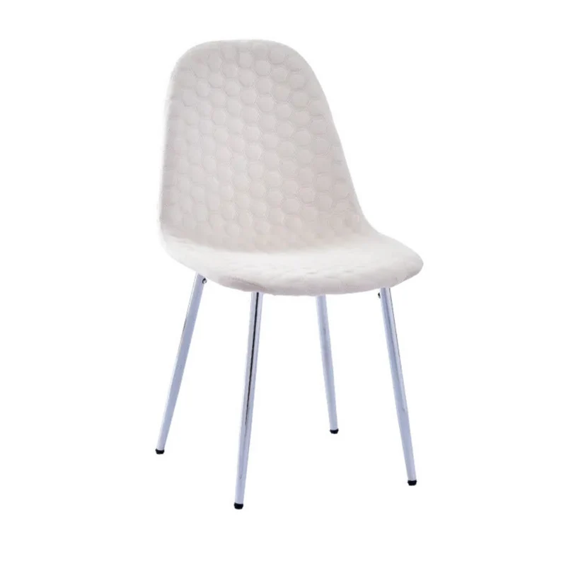 Chaise Maya - Structure Argent Velours Alvéolé Style Scandinave