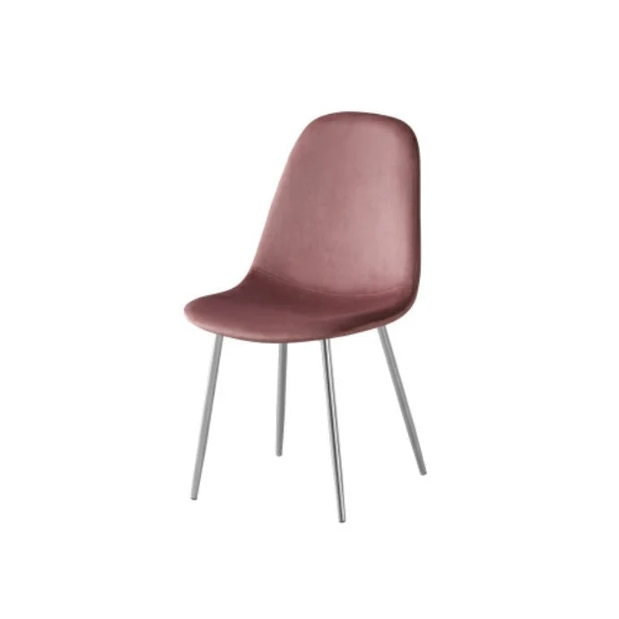 Chaise Maya - Structure Argent Velours Alvéolé Style Scandinave