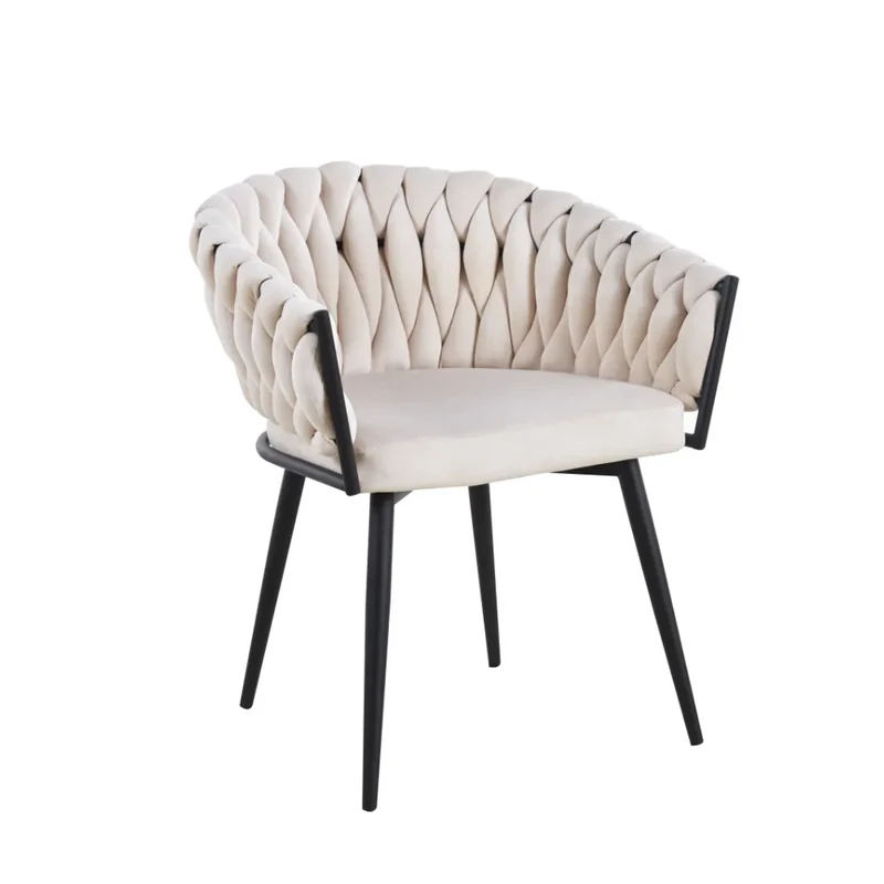 Chaise Tressée - Velours, Style Fauteuil accoudoirs