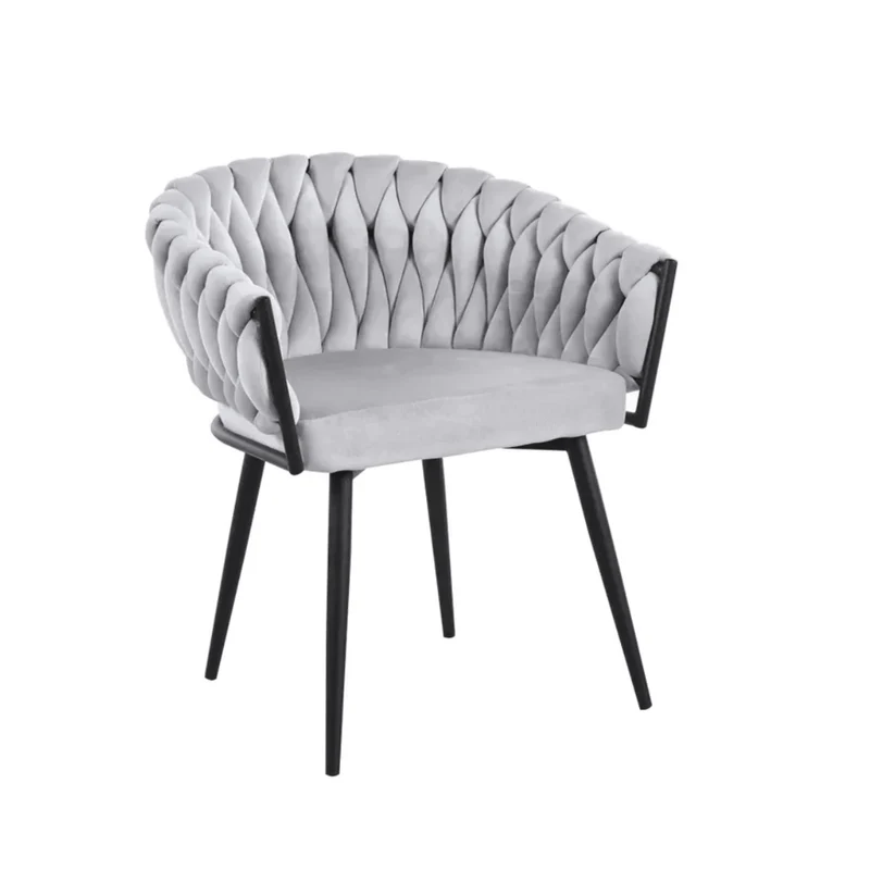 Chaise Tressée - Velours, Style Fauteuil accoudoirs