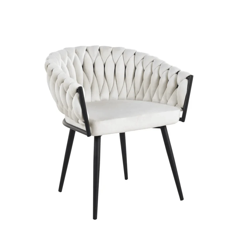 Chaise Tressée - Velours, Style Fauteuil accoudoirs
