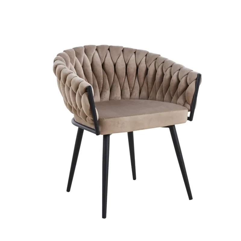 Chaise Tressée - Velours, Style Fauteuil accoudoirs