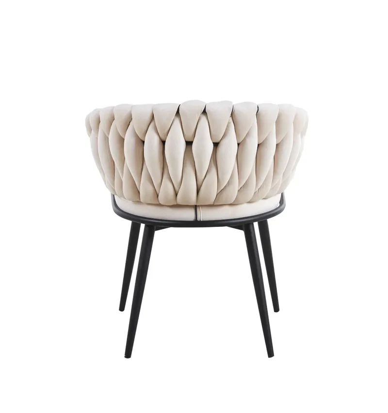 Chaise Tressée - Velours, Style Fauteuil accoudoirs