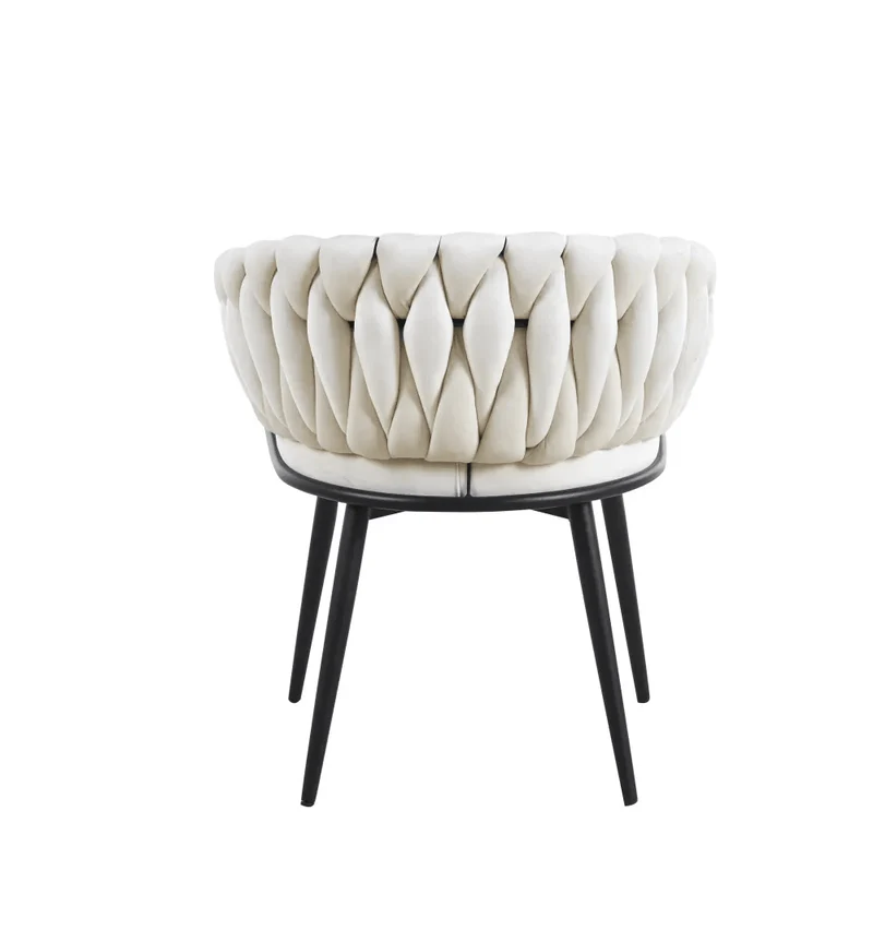 Chaise Tressée - Velours, Style Fauteuil accoudoirs