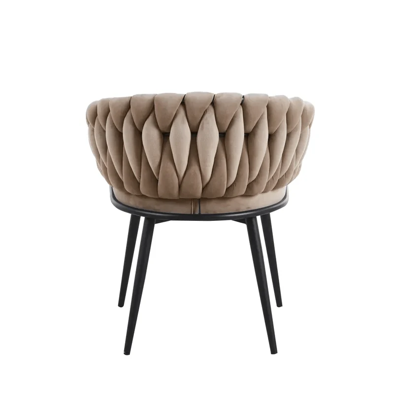 Chaise Tressée - Velours, Style Fauteuil accoudoirs