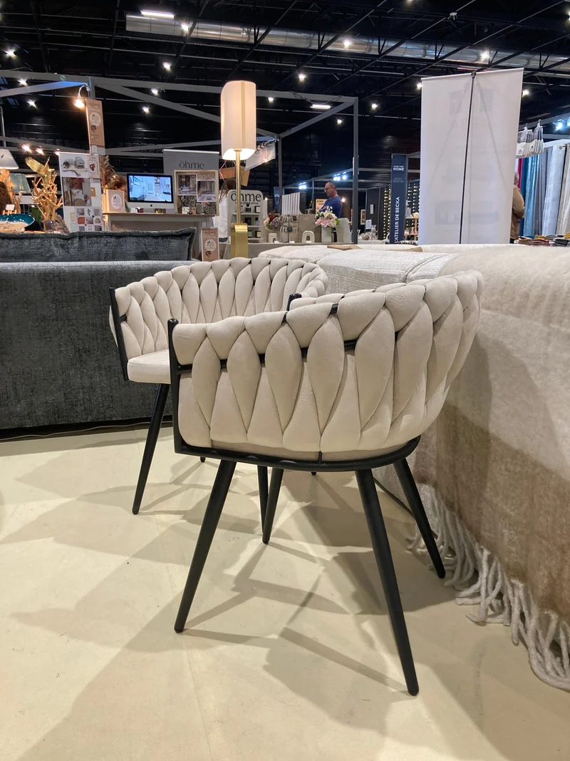 Chaise Tressée - Velours, Style Fauteuil accoudoirs
