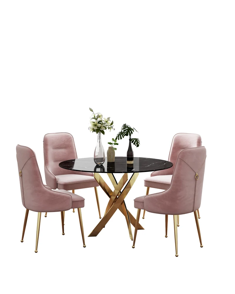 TABLE REPAS JESSICA GOLD MARBRE NOIR 120X75 cm