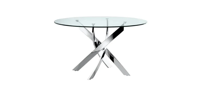 Table a manger ronde JESSICA chrome XXL 120 cm 4 couverts