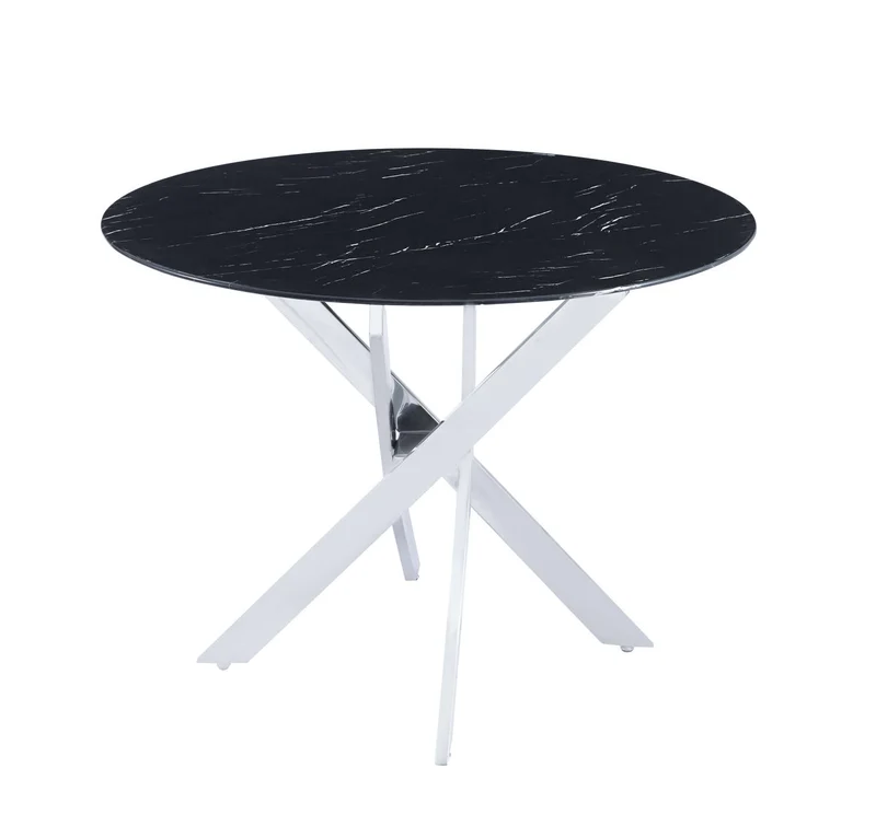 TABLE REPAS JESSICA CHROME MARBRE NOIR 120X75cm