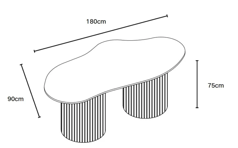 TABLE A MANGER NIKI PIED NOYER PLATEAU CERAMIQUE TRAVERTIN MAT 180CM