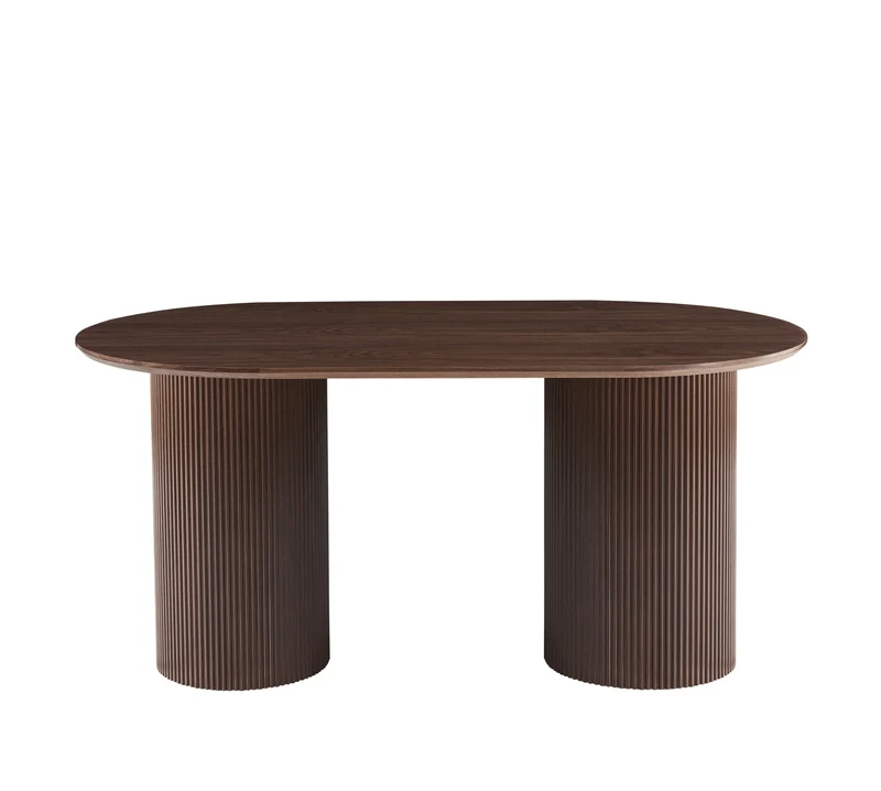 TABLE A MANGER KINSHASA PIED METAL EFFET NOYER PLATEAU EFFET BOIS NOYER 160x90x75cm