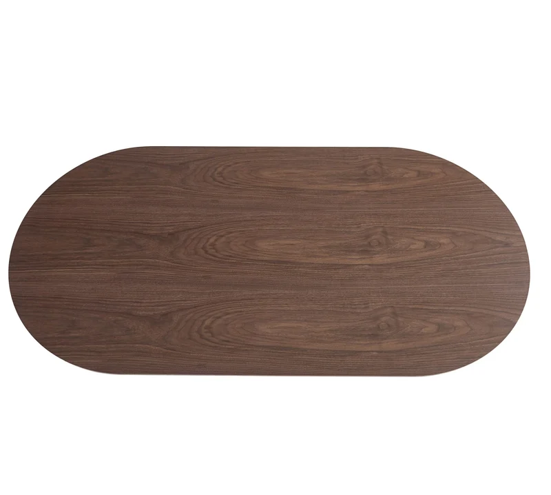 TABLE A MANGER KINSHASA PIED METAL EFFET NOYER PLATEAU EFFET BOIS NOYER 160x90x75cm