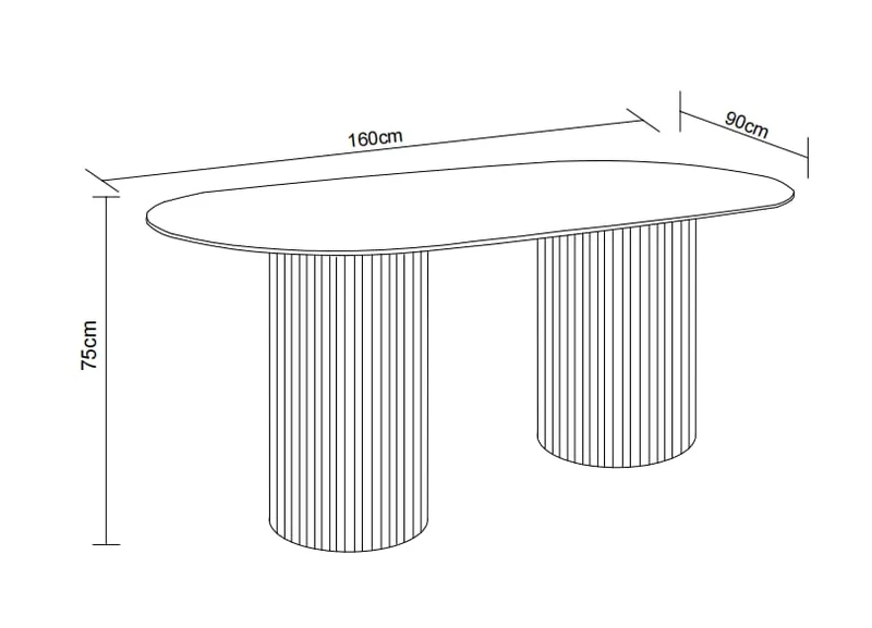 TABLE A MANGER KINSHASA PIED METAL EFFET NOYER PLATEAU EFFET BOIS NOYER 160x90x75cm