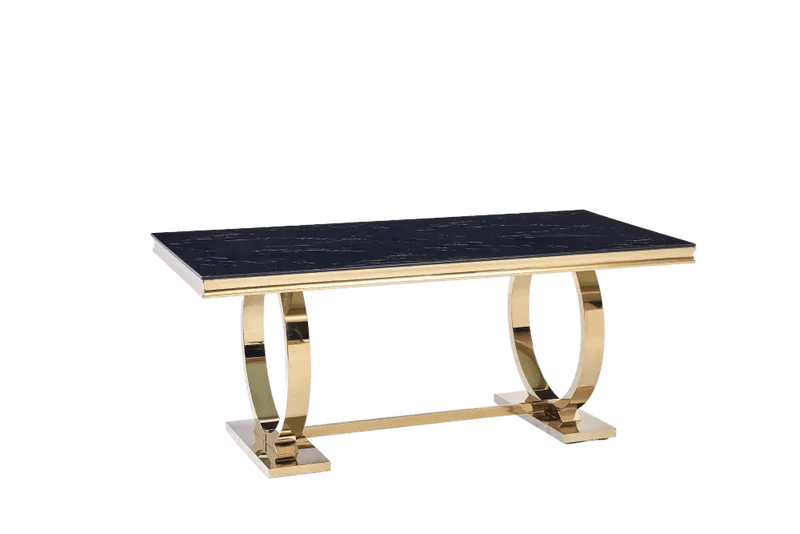 TABLE REPAS OMEGA GOLD MARBRE NOIR 180X90CM