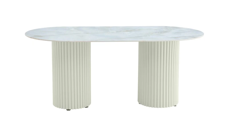 TABLE A MANGER KEYSHA BEIGE CERAMIQUE MOKA 180x90cm
