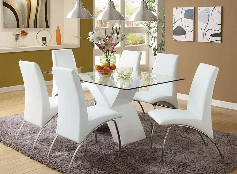 TABLE REPAS BLANC LAQUÉ EN X 150x90x75 cm