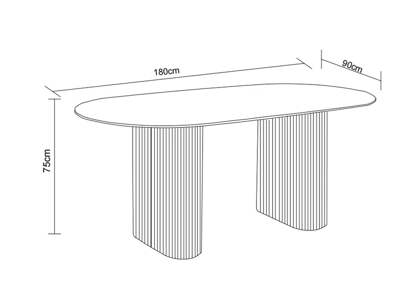 TABLE A MANGER ROXY PIED BEIGE CERAMIQUE TRAVERTIN MAT 180X90CM