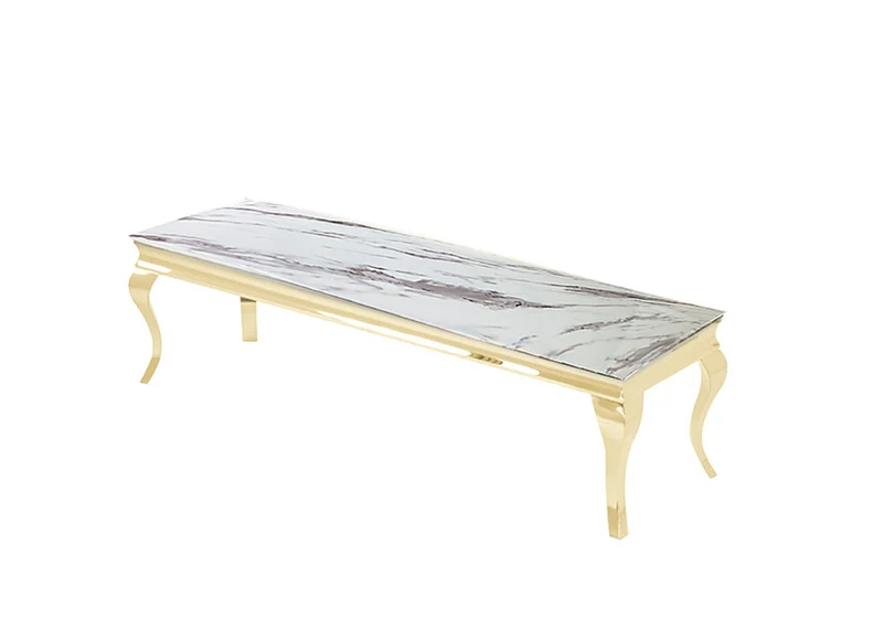Meuble TV Nansouty Or Marbre blanc