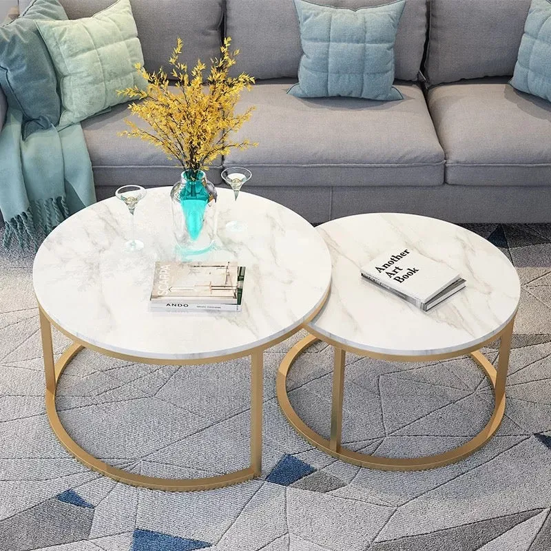 Tables gigognes Capucine Or Marbre blanc