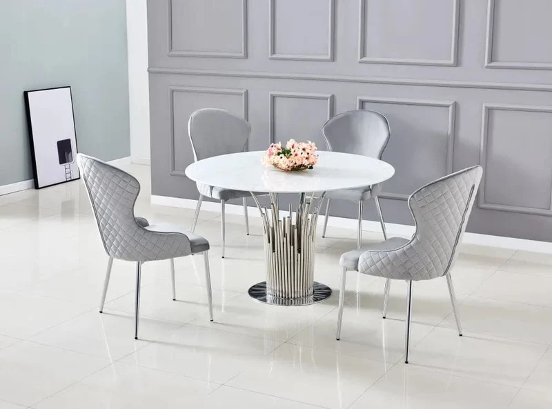 Table à manger ronde FLUTE Chrome