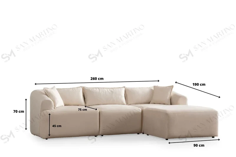 Canapé MILA modulable en velours blanc cassé