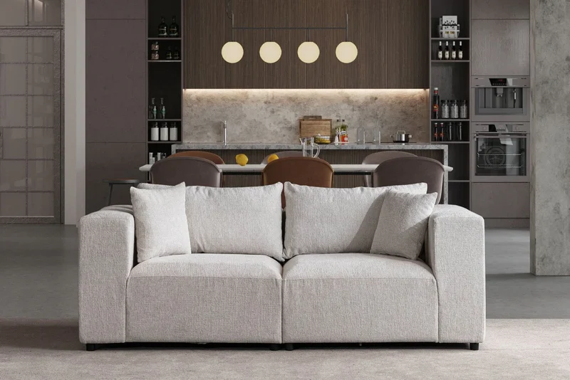Canapé Azra Modulable Chenille Blanc cassé