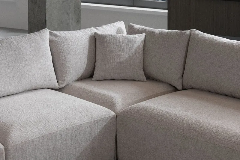 Canapé Azra Modulable Chenille Blanc cassé