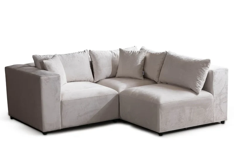 Canapé Azra Modulable Velours Blanc cassé
