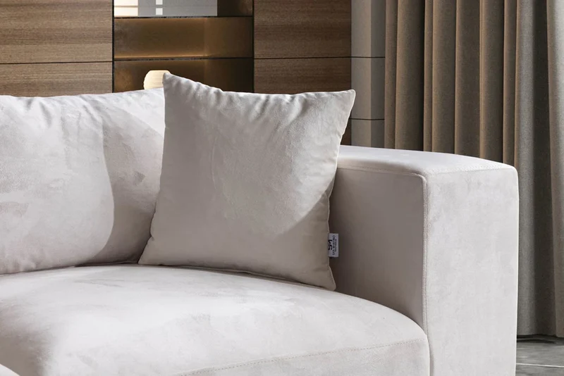 Canapé Azra Modulable Velours Blanc cassé