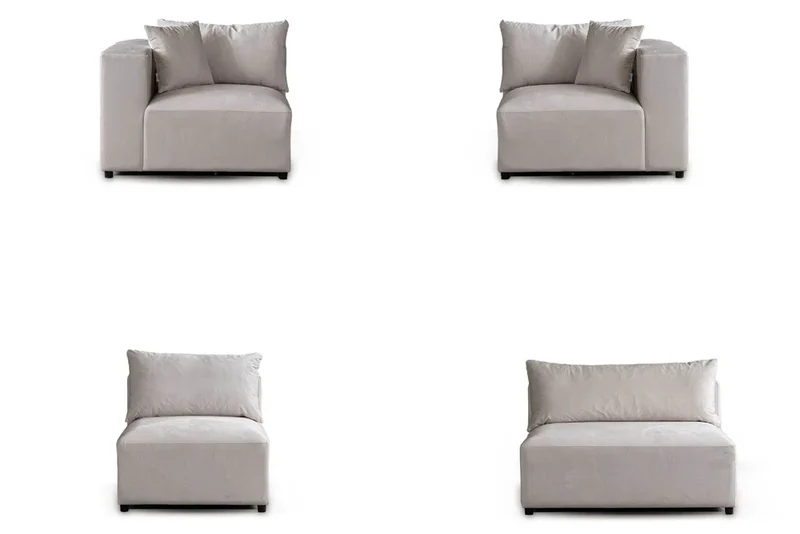Canapé Azra Modulable Velours Blanc cassé