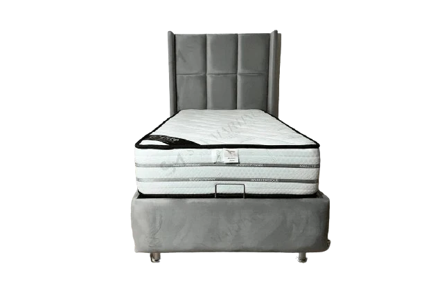 Lit Coffre simple Rio Velours Gris