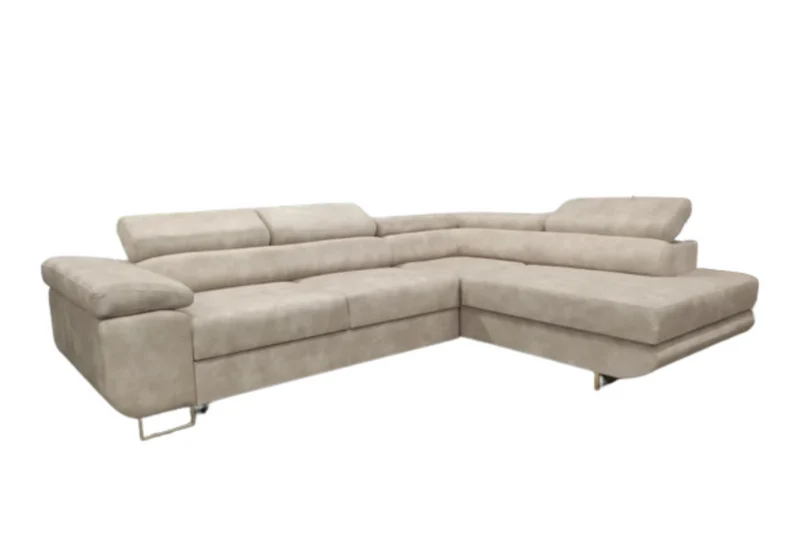 Canapé d'angle Toulouse convertible velours beige champagne