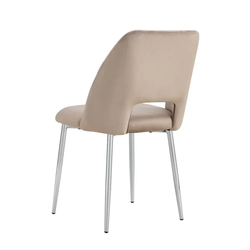 Chaise Ava Argent velours Taupe