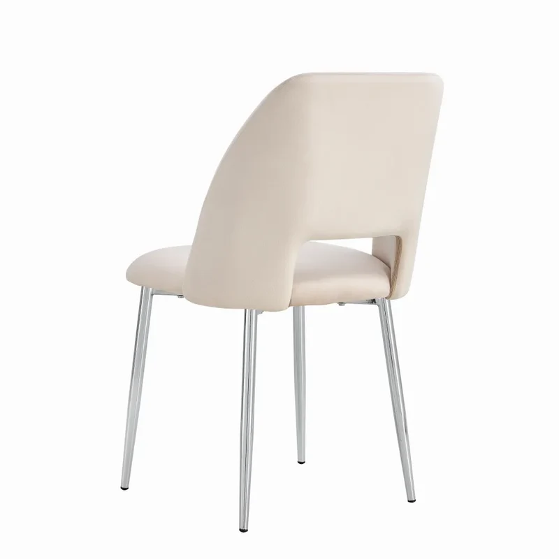 Chaise Ava Argent velour Beige