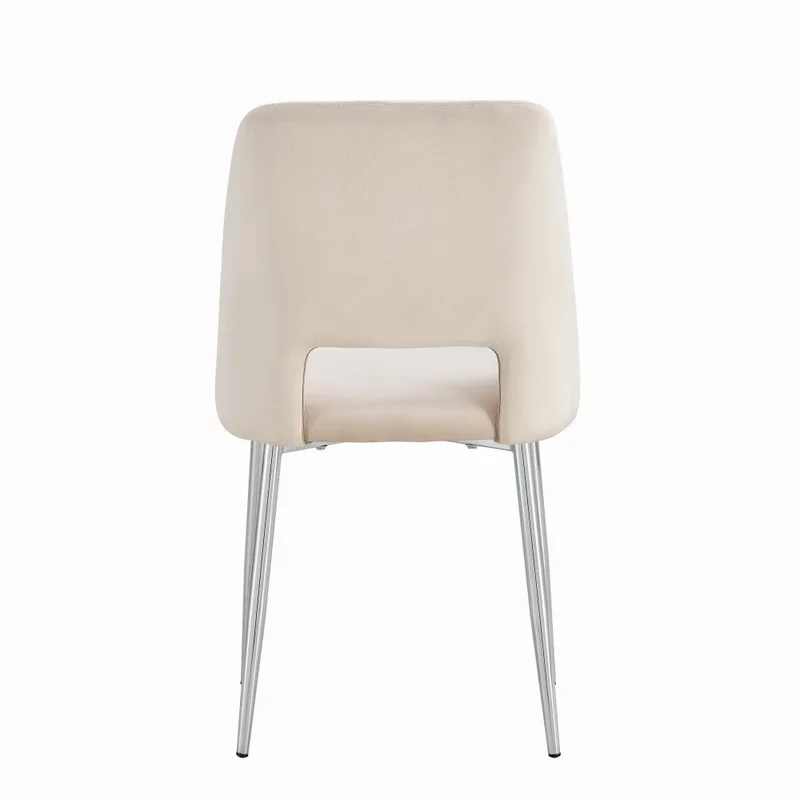 Chaise Ava Argent velour Beige