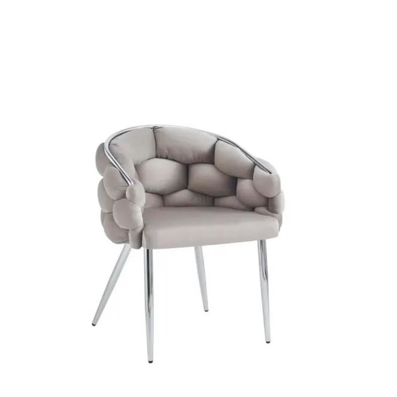 Chaise Ballon Argent velours Taupe