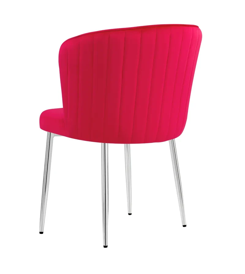 Chaise Diana Argent velours Fushia