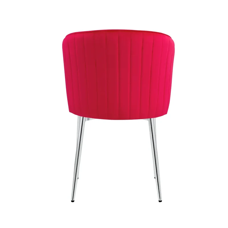 Chaise Diana Argent velours Fushia