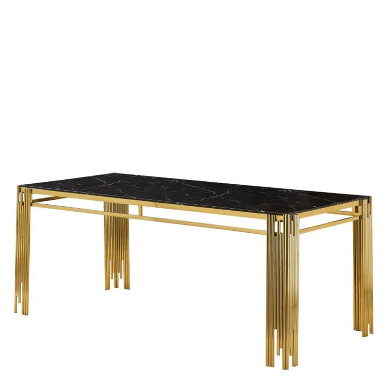 Table à manger Flute Or Marbre noir